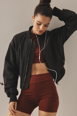 Shop Adidas By Stella Mccartney Zip-up Cropped Sweatshirt In Black