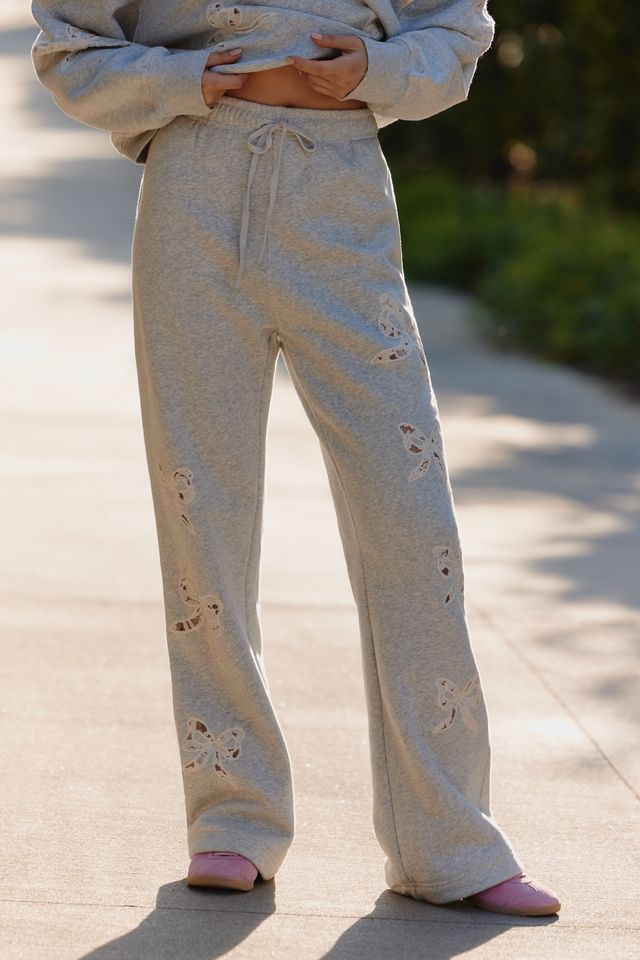LoveShackFancy Elma Lace Bows Sweatpants #1