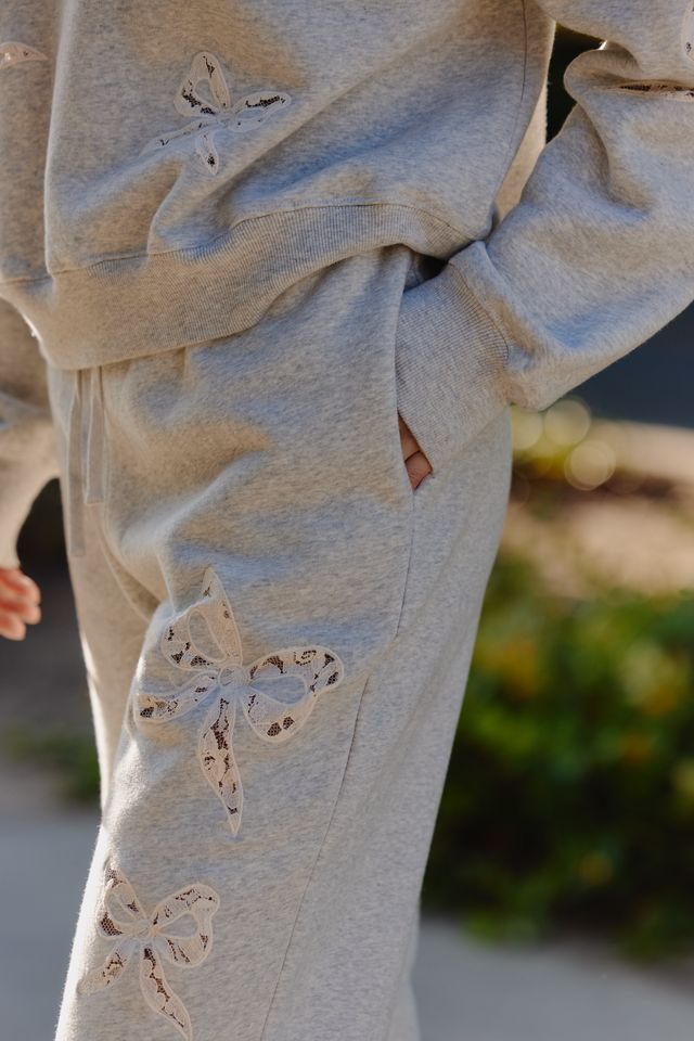 LoveShackFancy Elma Lace Bows Sweatpants #3