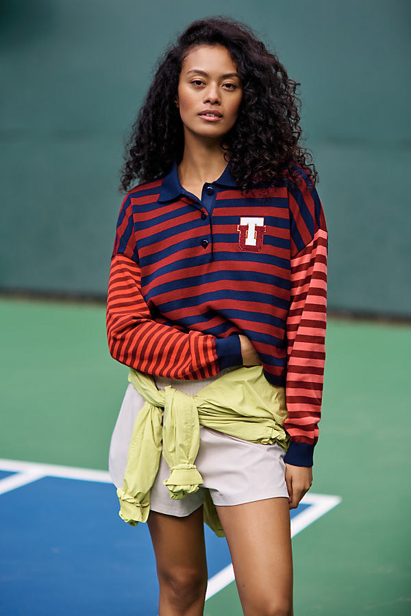 Shop The Upside Bamford Sloane Cropped Rugby Shirt Top In Multicolor
