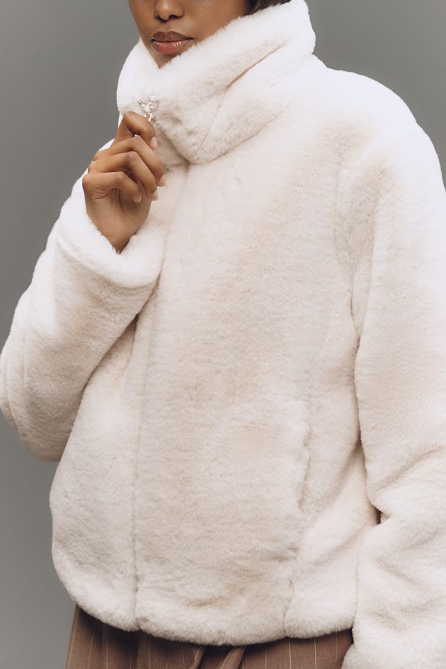 By Anthropologie Faux-Fur Front-Zip Jacket #1