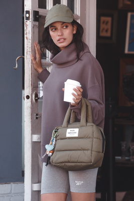 Shop Varley Milton Turtleneck Sweatshirt In Brown