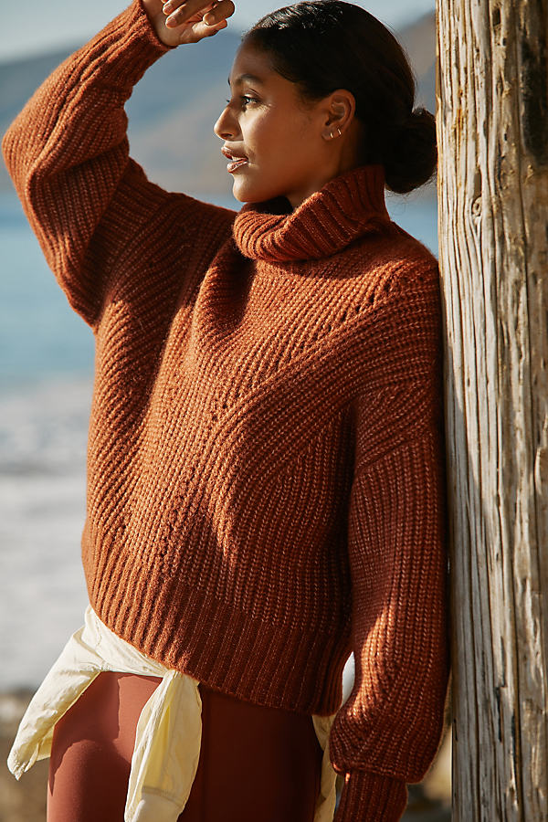 Varley Rogan Cropped Knit Sweater In Orange