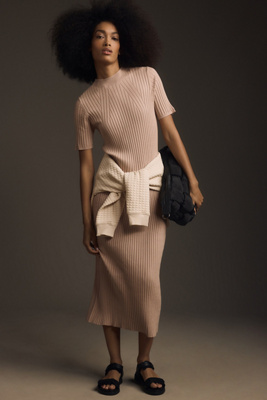 maeve rib knit midi dress Varley Short-Sleeve Ribbed Varley dress