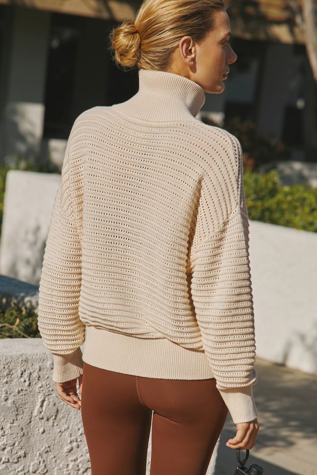Varley Tara Pointelle Half-Zip Knit Pullover #1