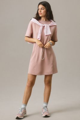 Shop Varley Maple Short-sleeve Mini Dress In Pink