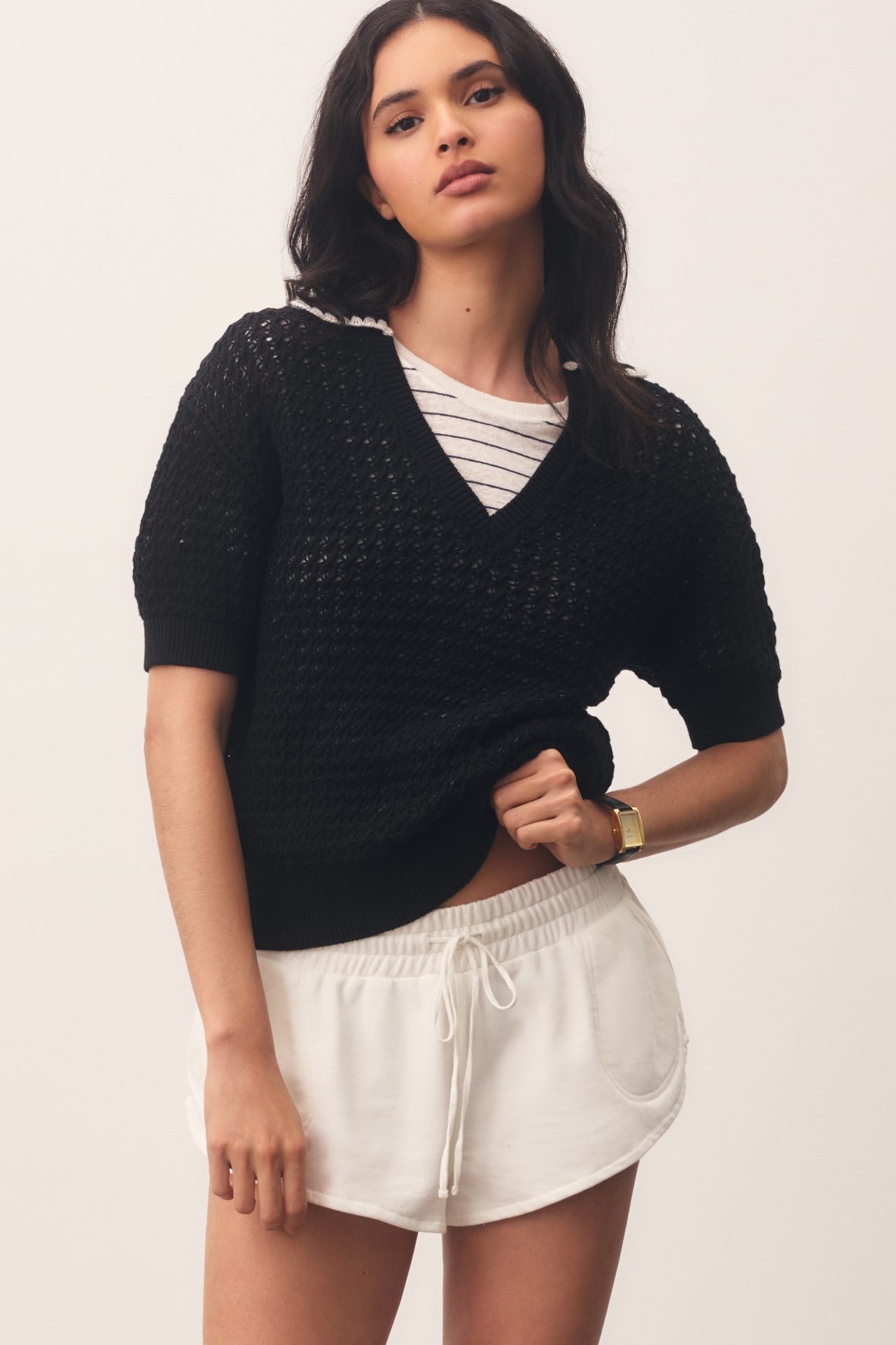 Varley Monte Short-Sleeve V-Neck Sweater