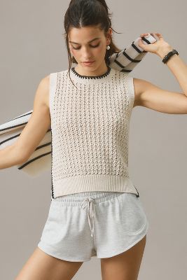 Shop Varley Delaney Knit Vest In Beige