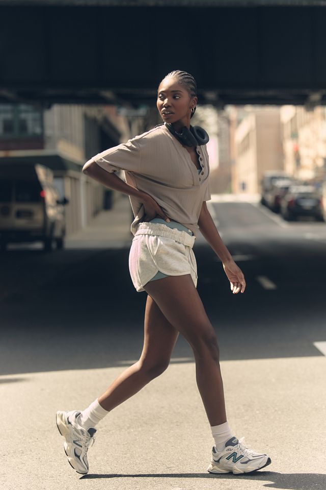 Varley Kasey Mock Placket Rib Tee | Anthropologie