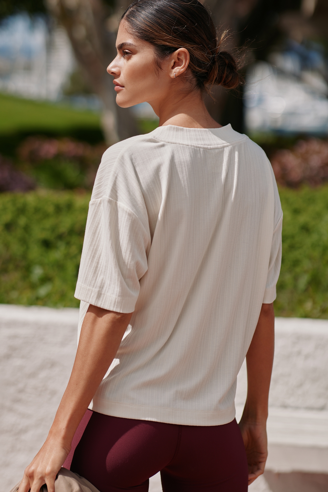 Varley Kasey Mock Placket Rib Tee