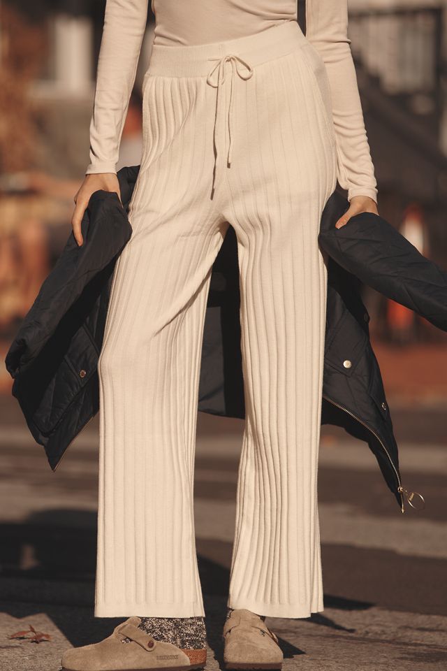 Varley Simeon Rib-Knit Wide-Leg Pants #1