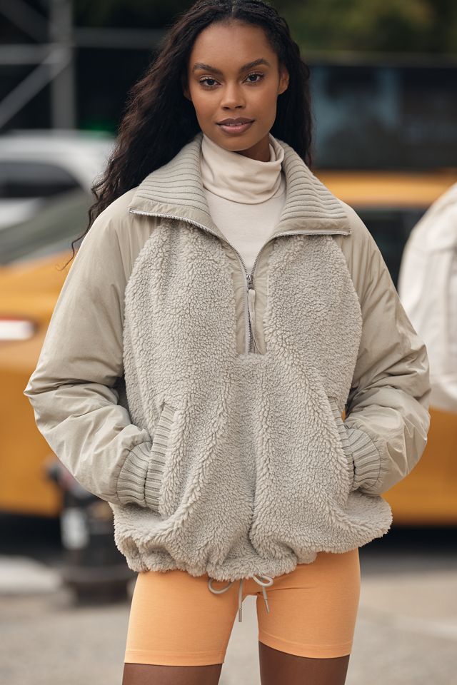 (取寄) バーリー レディース ハーフ ジップ シェルパ ジャケット Varley women Denee Half Zip Sherpa Jacket Agate Grey Varley Denee Sherpa Fleece | Anthropologie