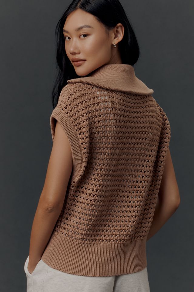 Varley Liliana Short-Sleeve Front-Zip Knit Top #1