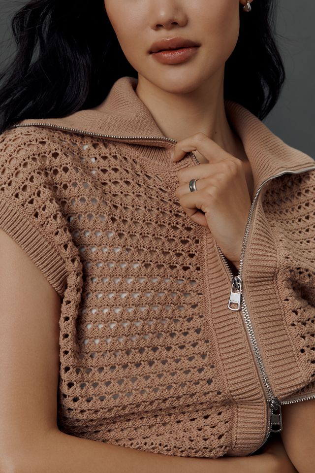 Varley Liliana Short-Sleeve Front-Zip Knit Top #3