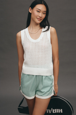 Varley Ferns Cotton Open-knit Scoop-neck Tank Top