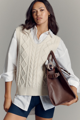Varley Joilette Cable-knit Sweater Vest In White