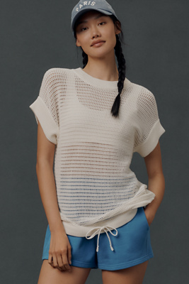 Varley Corvallis Short-sleeve Knit Top In White