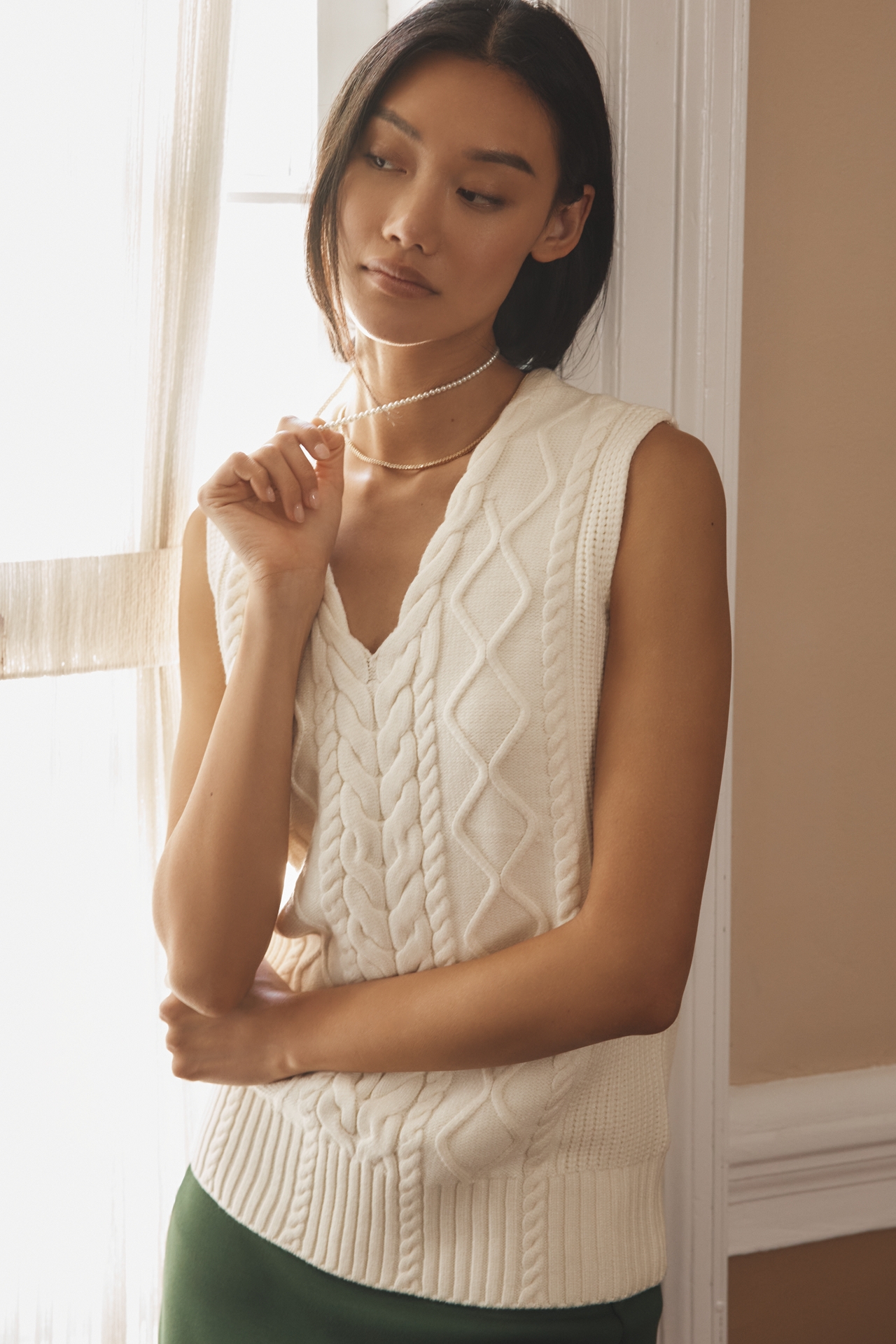 Varley Kay V-Neck Cable Sweater Vest