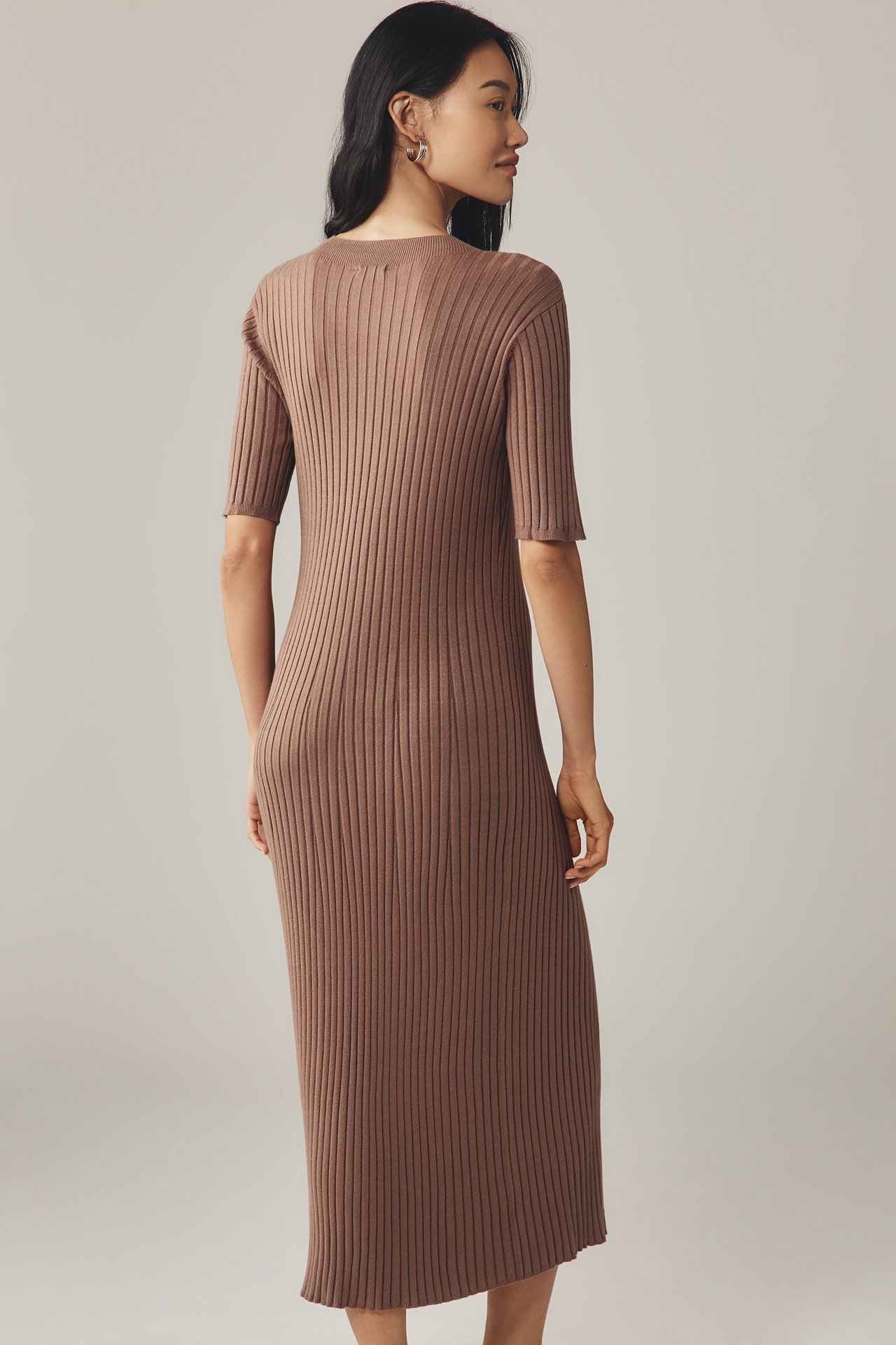 Varley Maeve 2.0 Ribbed Short-Sleeve Midi Dress