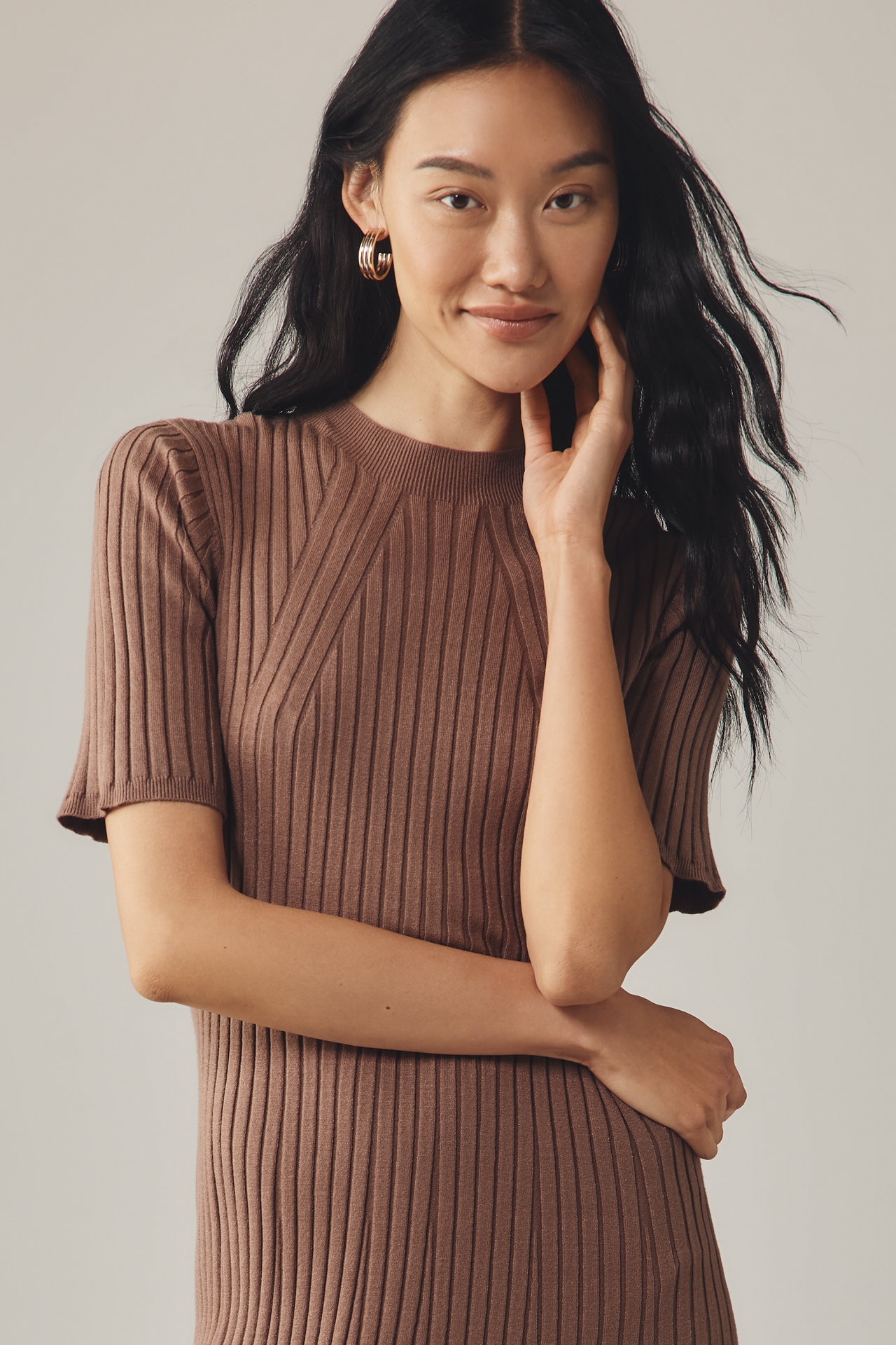 Varley Maeve 2.0 Ribbed Short-Sleeve Midi Dress