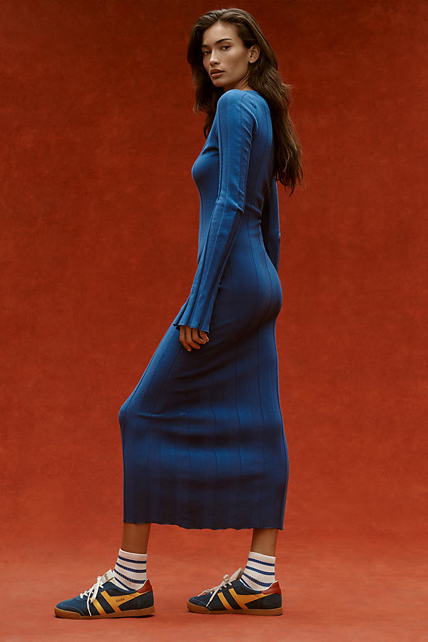 Shop Electric & Rose Long-sleeve Nicola Sweater Midi Dress In Blue