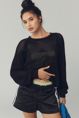 Electric & Rose Chloe Cotton Crew-neck Sweater In Black