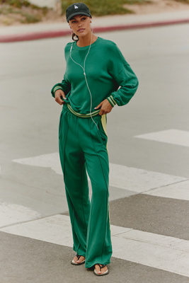 Electric & Rose Side-stripe Track Pants In Green