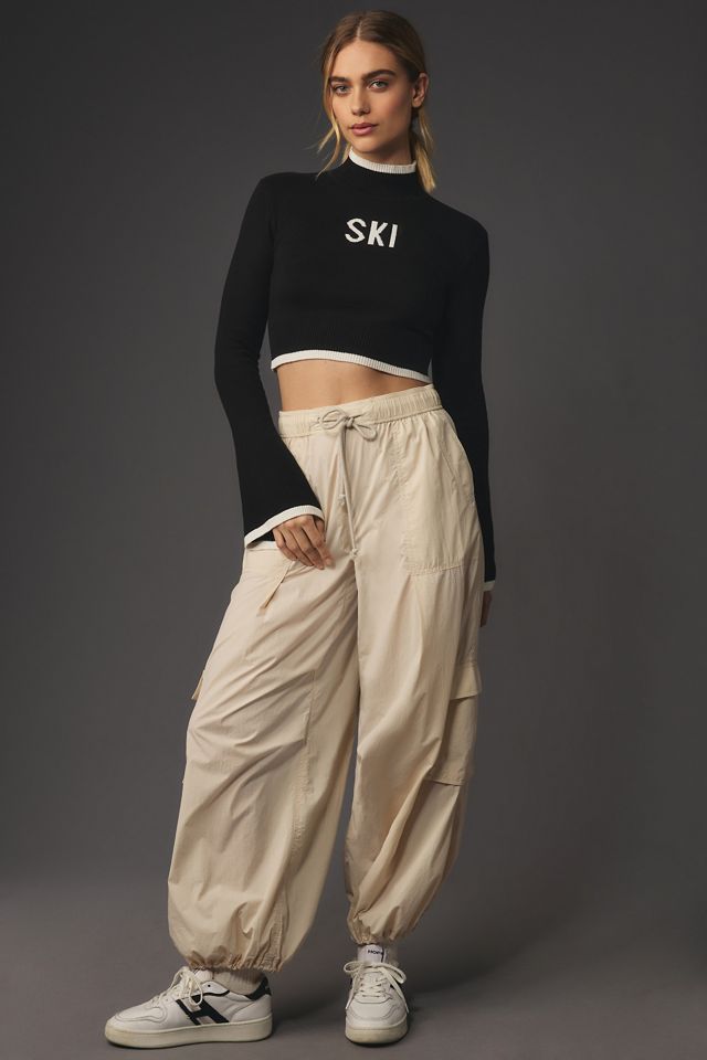 Year of Ours Ski Mock-Neck Bell-Sleeve Cropped Sweater #1