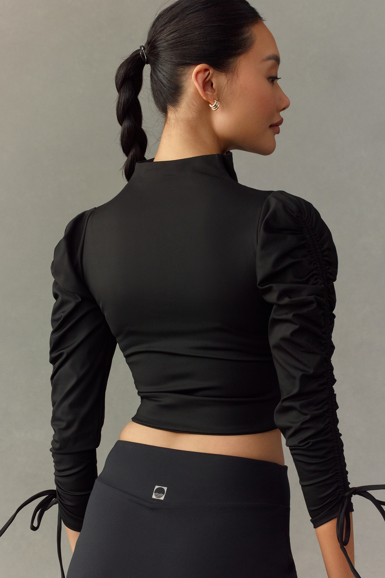 Port de Bras Stelle Ruched Puff-Sleeve Crop Zip Jacket