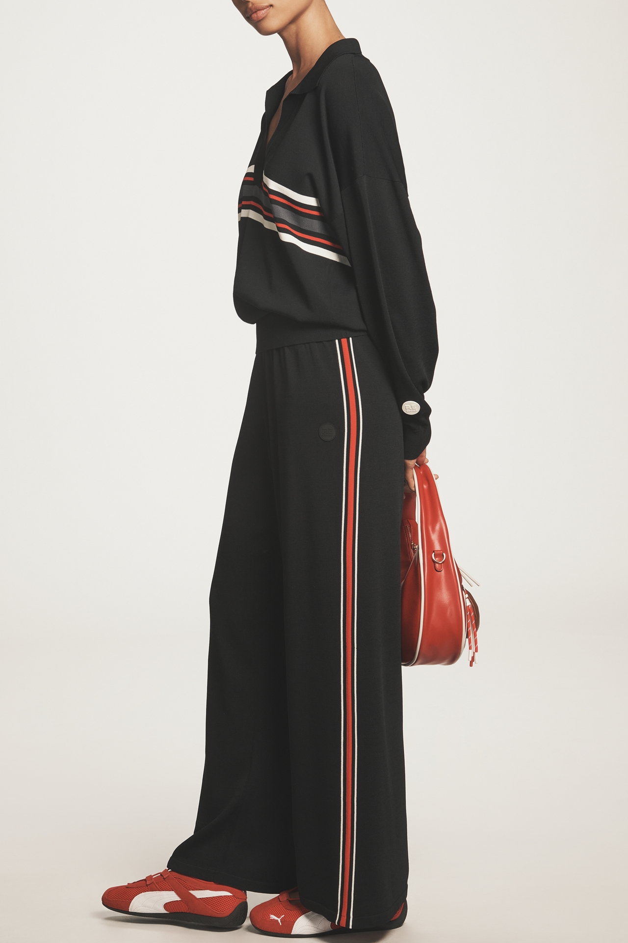 PE Nation Retreat Wide-Leg Knit Sweatpants