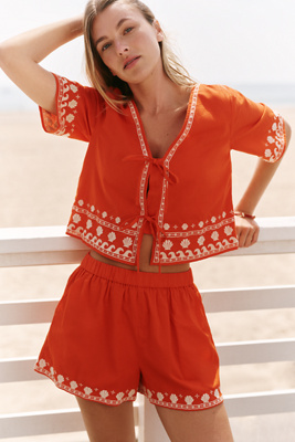 Z Supply Cast of Waves Cotton Shorts | Anthropologie