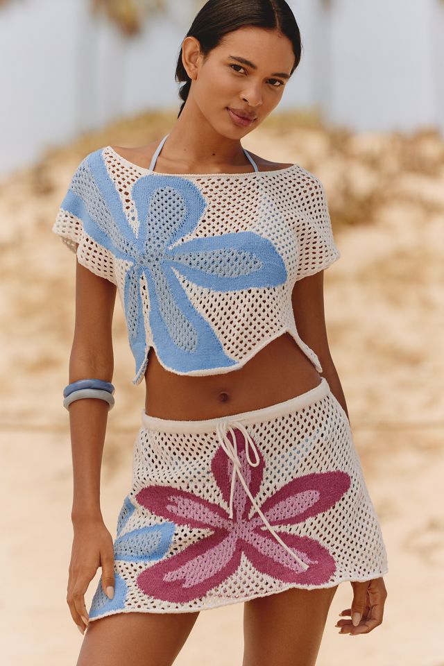 Celandine Floral Crochet Knit Top #1