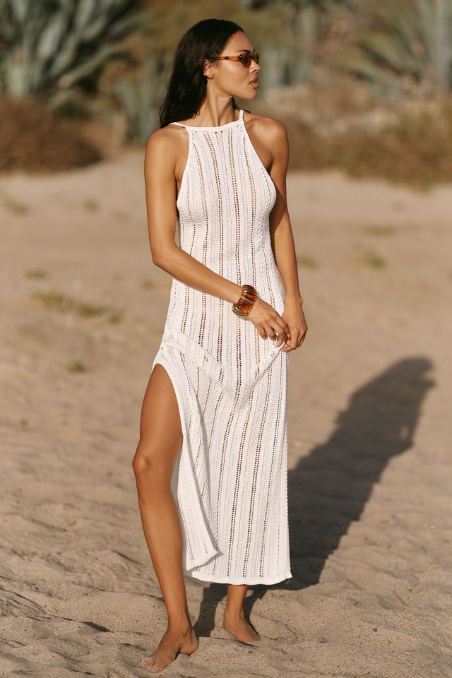 white dress with white polka dots Monroe White Polka Dot Maxi Dress | Women's Clothing