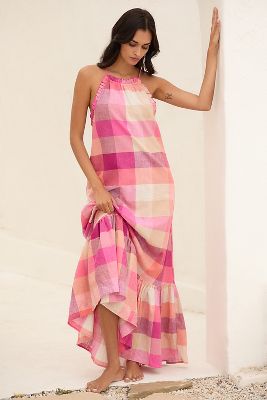 By Anthropologie The Malika Printed Dress: Picnic Edition In Pink