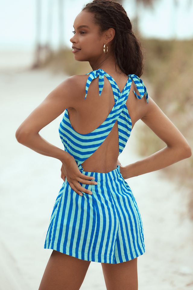 Celandine Halter Button-Front Romper | Anthropologie