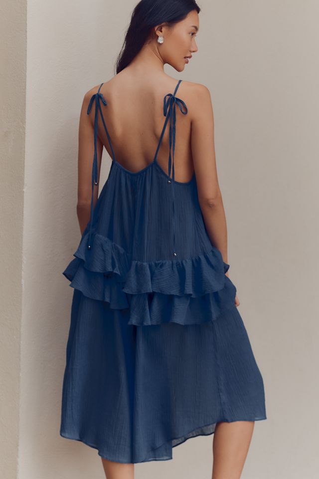 Celandine Tie-Strap Ruffled Gauze Wide-Leg Jumpsuit #1
