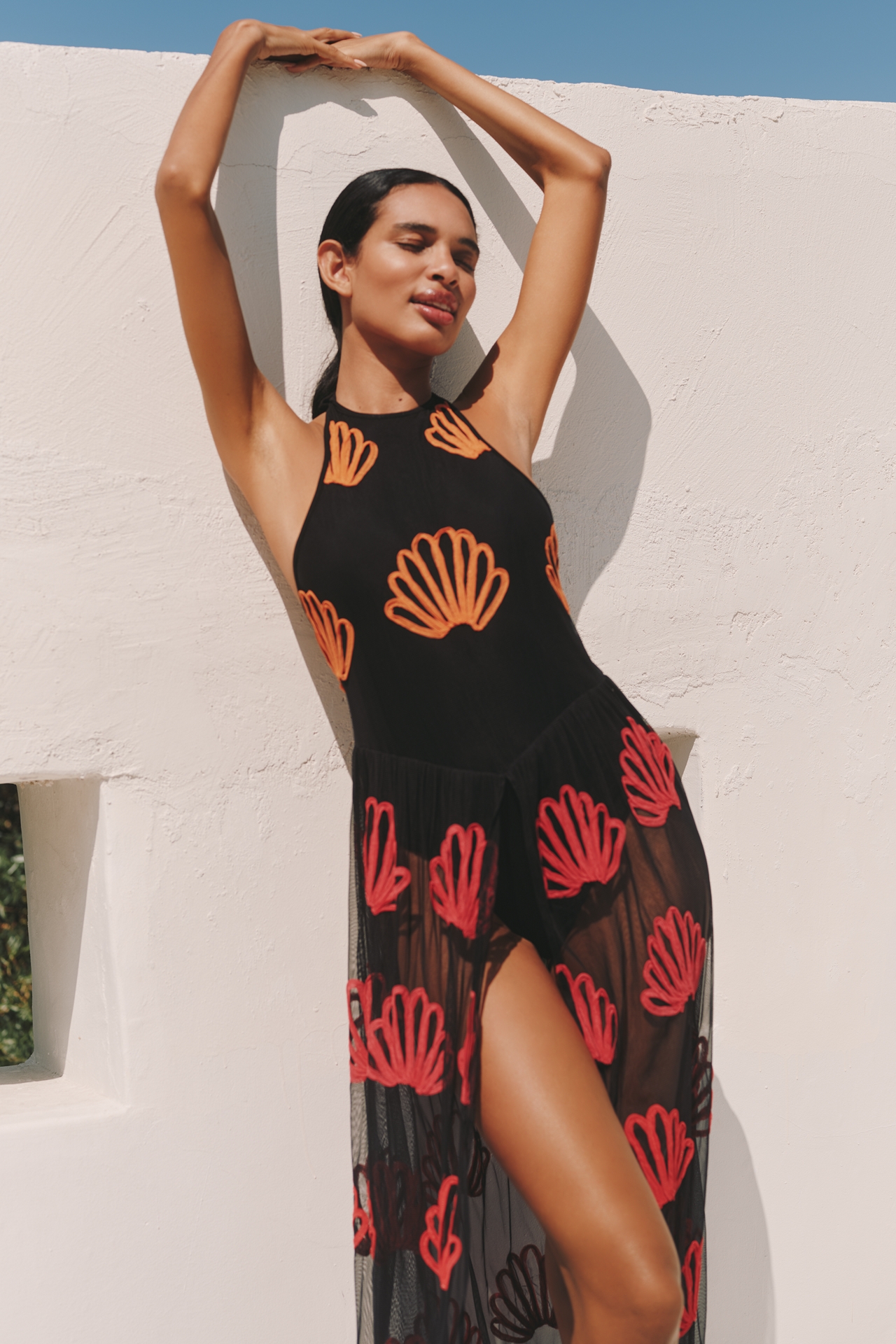 Celandine Embroidered Bodysuit Maxi Dress