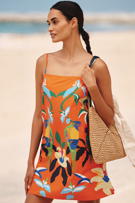 Claire Colin Celandine X  Wild Tropics Shift Dress In Orange
