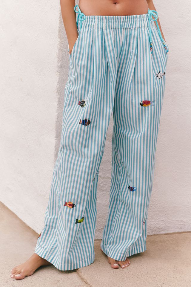 Celandine Striped Embellished Pull-On Pants #1