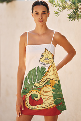 Celandine Wild Tropics Tie-back Shift Dress In Multi
