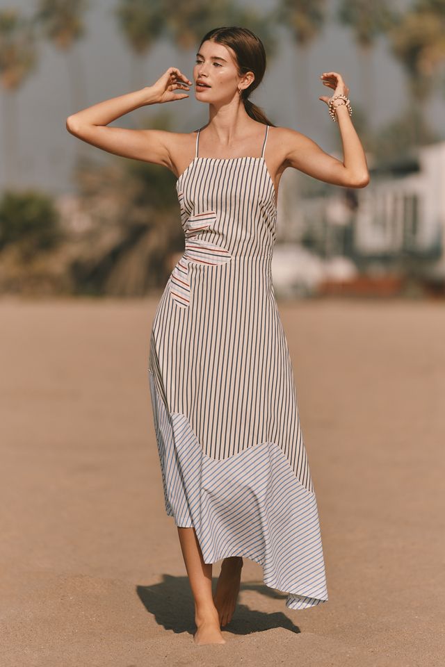 ワンピース Nigel Cabourn LINEN STRIPE DRESS 100% Linen Pinstripe Paneled Short-Sleeved Dress MORGAN – LINTICO