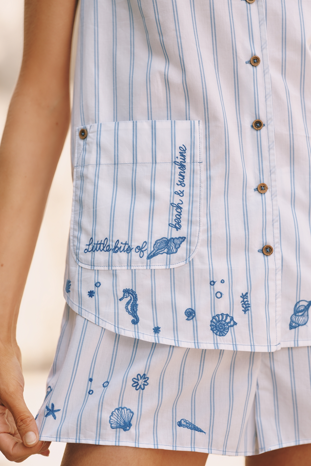 Celandine Cotton Embroidered Shell Vest