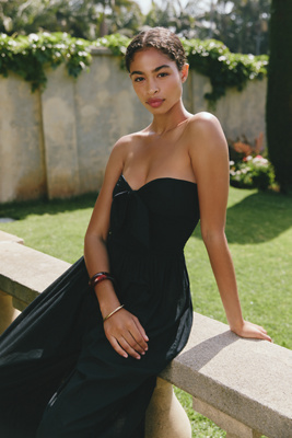 Celandine Cotton Strapless Tie-Front Jumpsuit