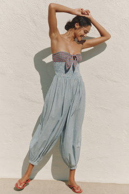 Celandine 100% Cotton Strapless Tie-Front Jumpsuit | Anthropologie