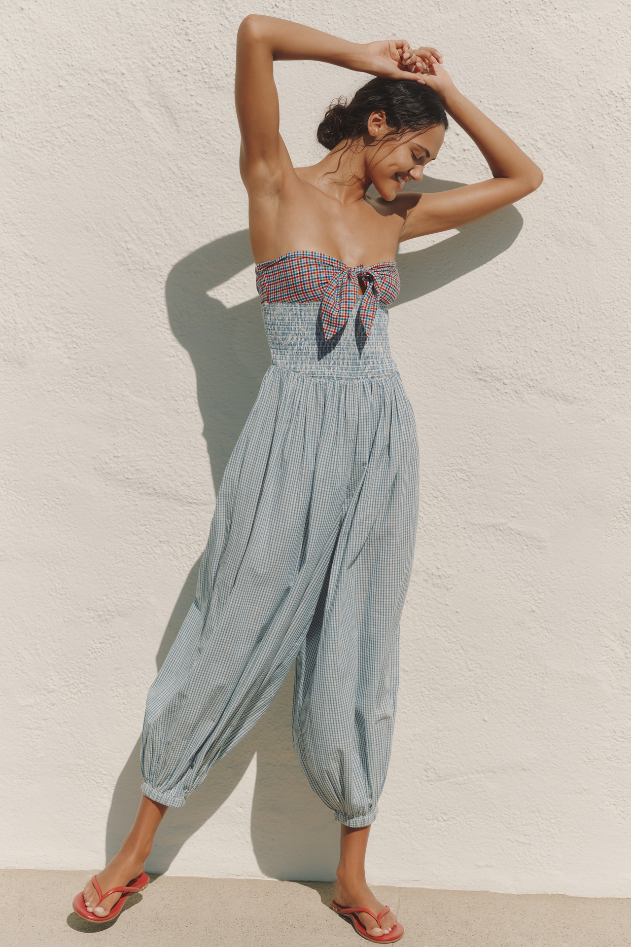 Celandine 100% Cotton Strapless Tie-Front Jumpsuit