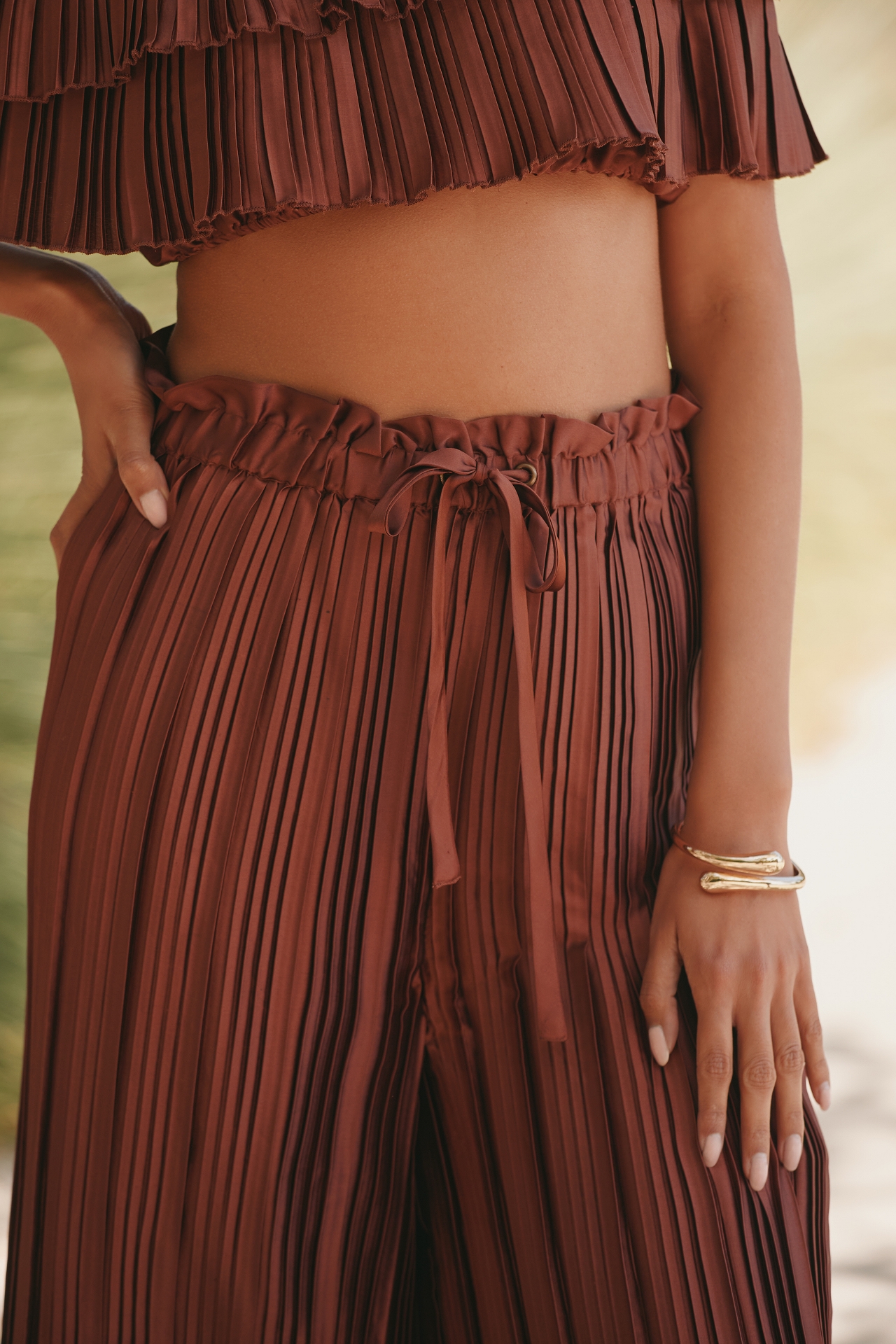 By Anthropologie High-Waisted Plissé Wide-Leg Pants