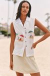 Maeve Puff-Sleeve Lace Polo Top