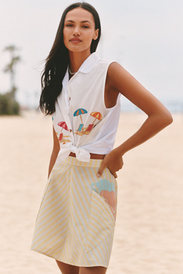 Cotton Embroidered Mini Skirt