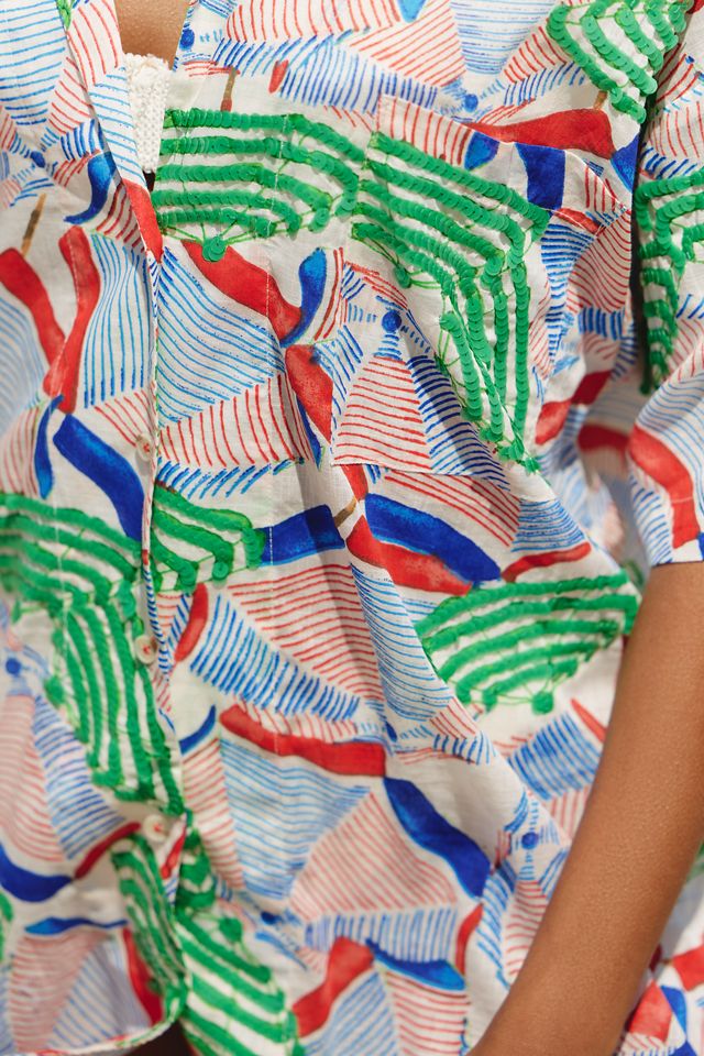 Celandine Oversized Short-Sleeve Buttondown Shirt #2