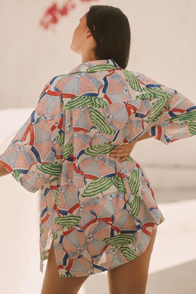 Celandine Oversized Short-Sleeve Buttondown Shirt #4